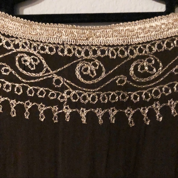 Emma Caine brown metallic gold trim tunic blouse - Picture 14 of 16